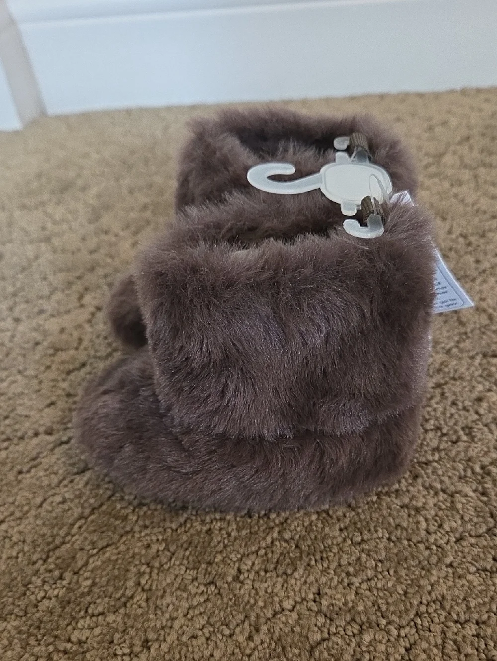 2 Pair Lullaby Lane Faux Fur Booties- Pink Knit & Chocolate Brown Size 2 3 4 NWT